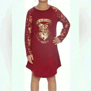 Harry Potter Hermione Nightgown Red and Gold Long Sleeve Juniors Size M
